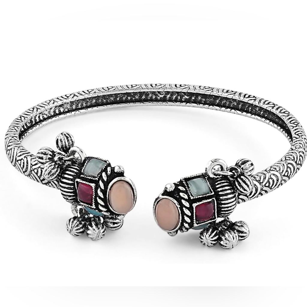 Trendy Jewels Silver Bracelet With Pink And Blue Accents 15$